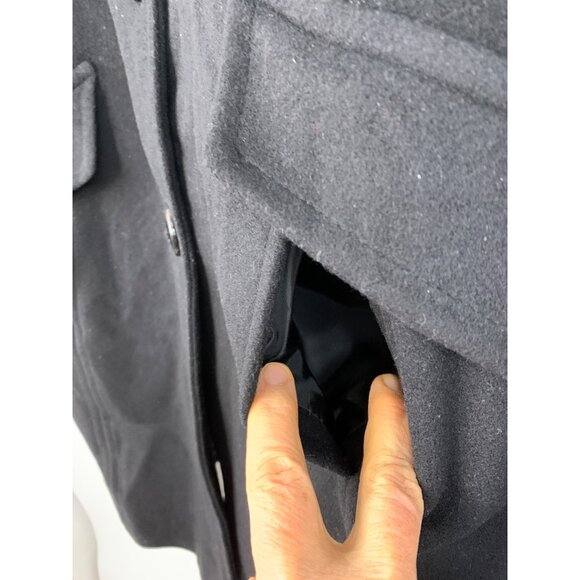 London Fog XL Women Black Wool Peacoat 7994 Button Coat Pockets Raglan A-line - Picture 10 of 12